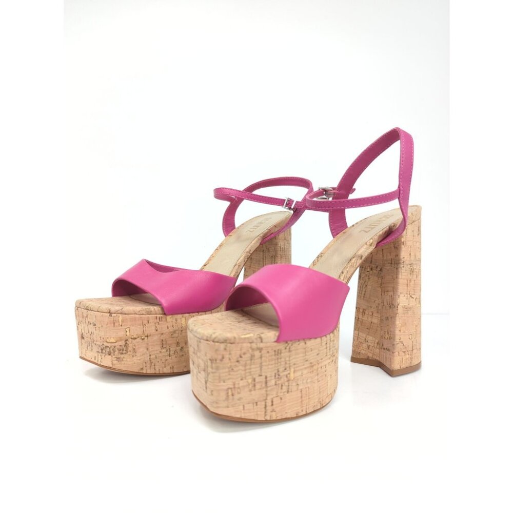 Schutz Glayce Womens Size 9 Leather Platform Heels Pink Sandals 5.5" New